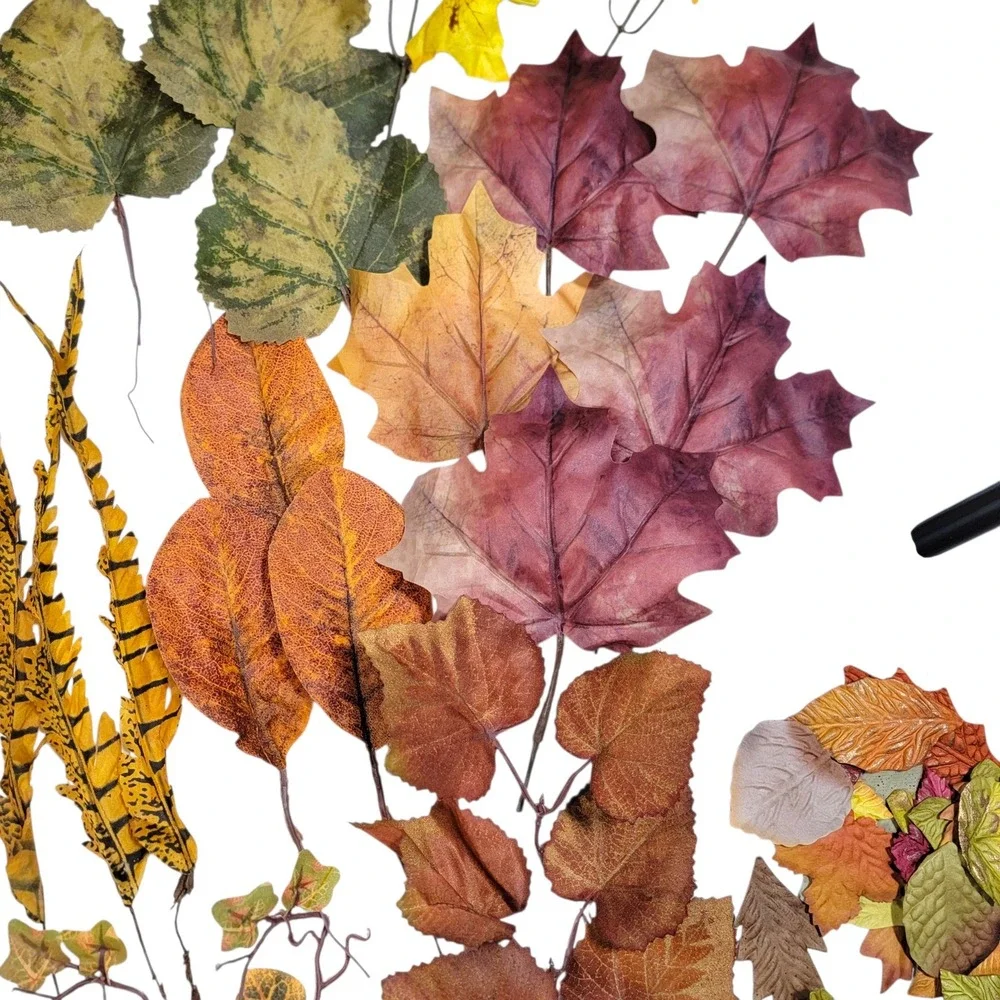 Fall Artificial Foliage Spray Stem Pick Lot 160+ Pc Leaves Autumn Harvest Crafts